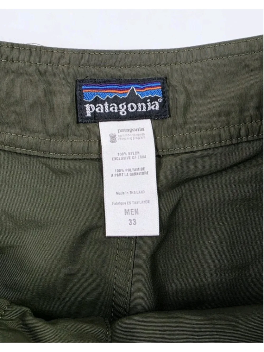 Patagonia Men's Swim Board Shorts Olive Green Inseam 10